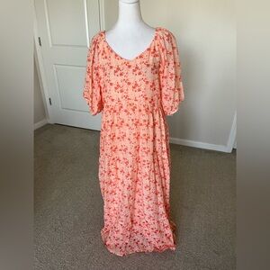 NWT Polagram Peach Floral Midi Dress Size 1X